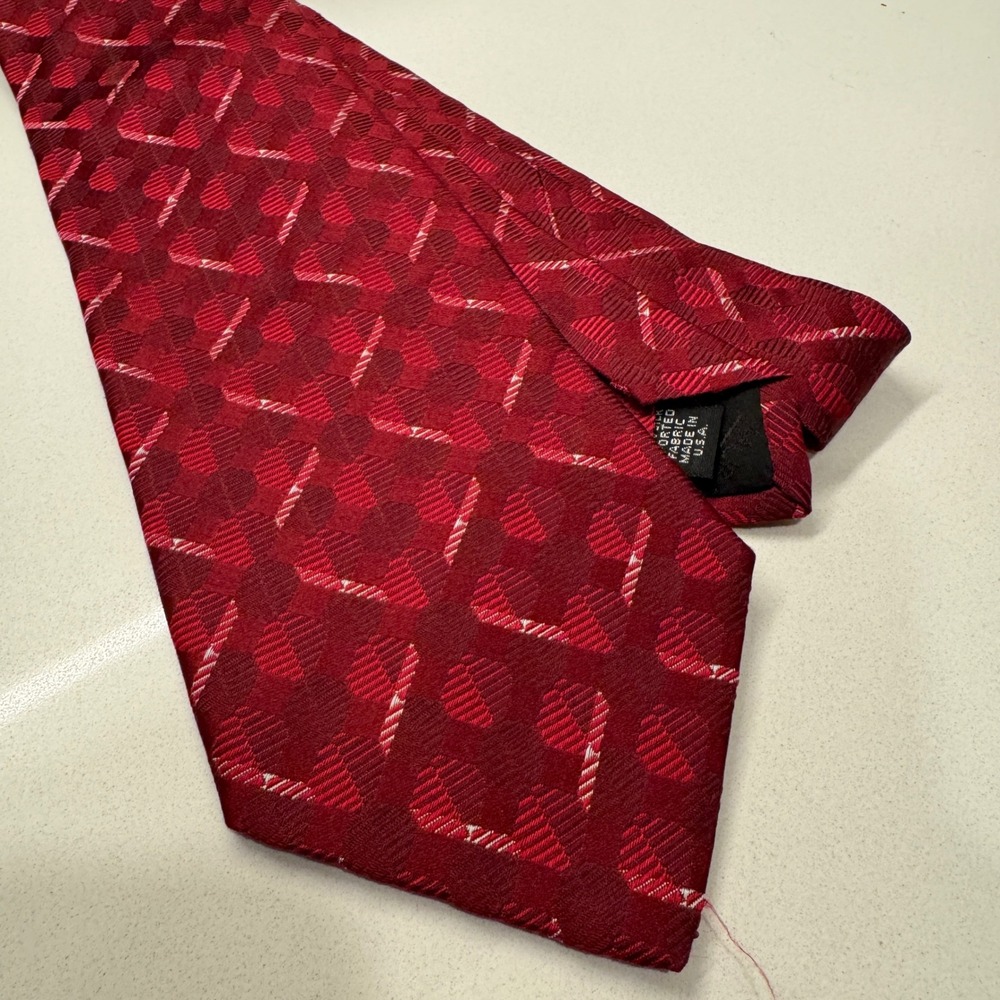 Murano Tie Red Geometric 100% Silk Classic Professional Formal USA Luxury Office